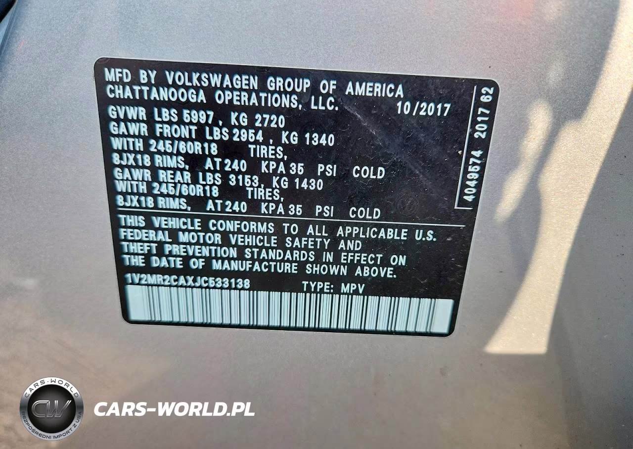 2018 Volkswagen Atlas Sel VIN:1V2MR2CAXJC533138 - 13