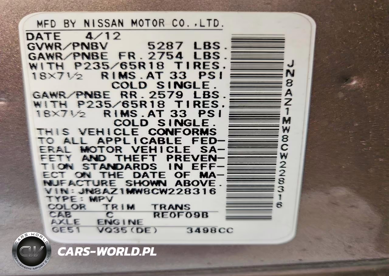 2012 Nissan Murano S VIN:JN8AZ1MW8CW228316 - 12