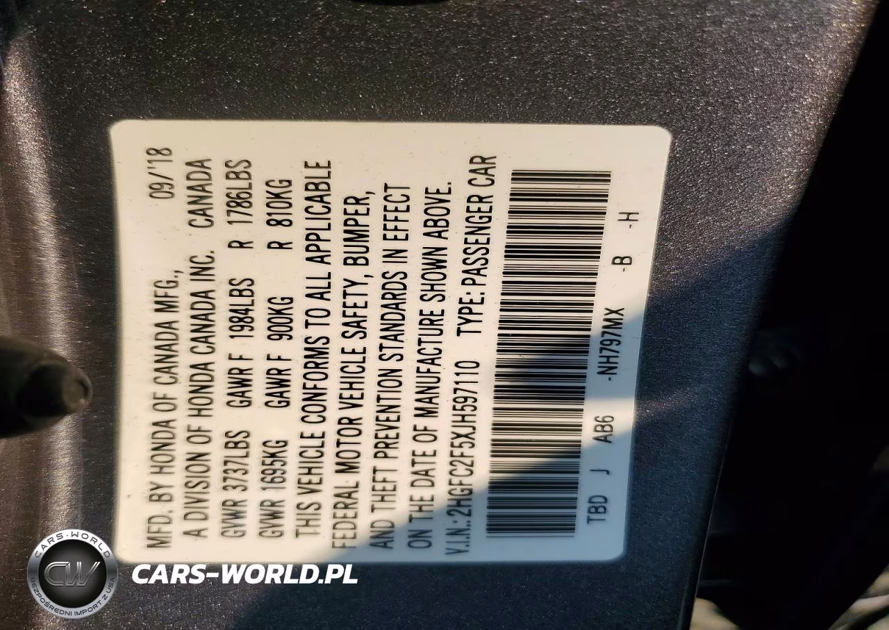 2018 Honda Civic Lx VIN:2HGFC2F5XJH597110 - 12
