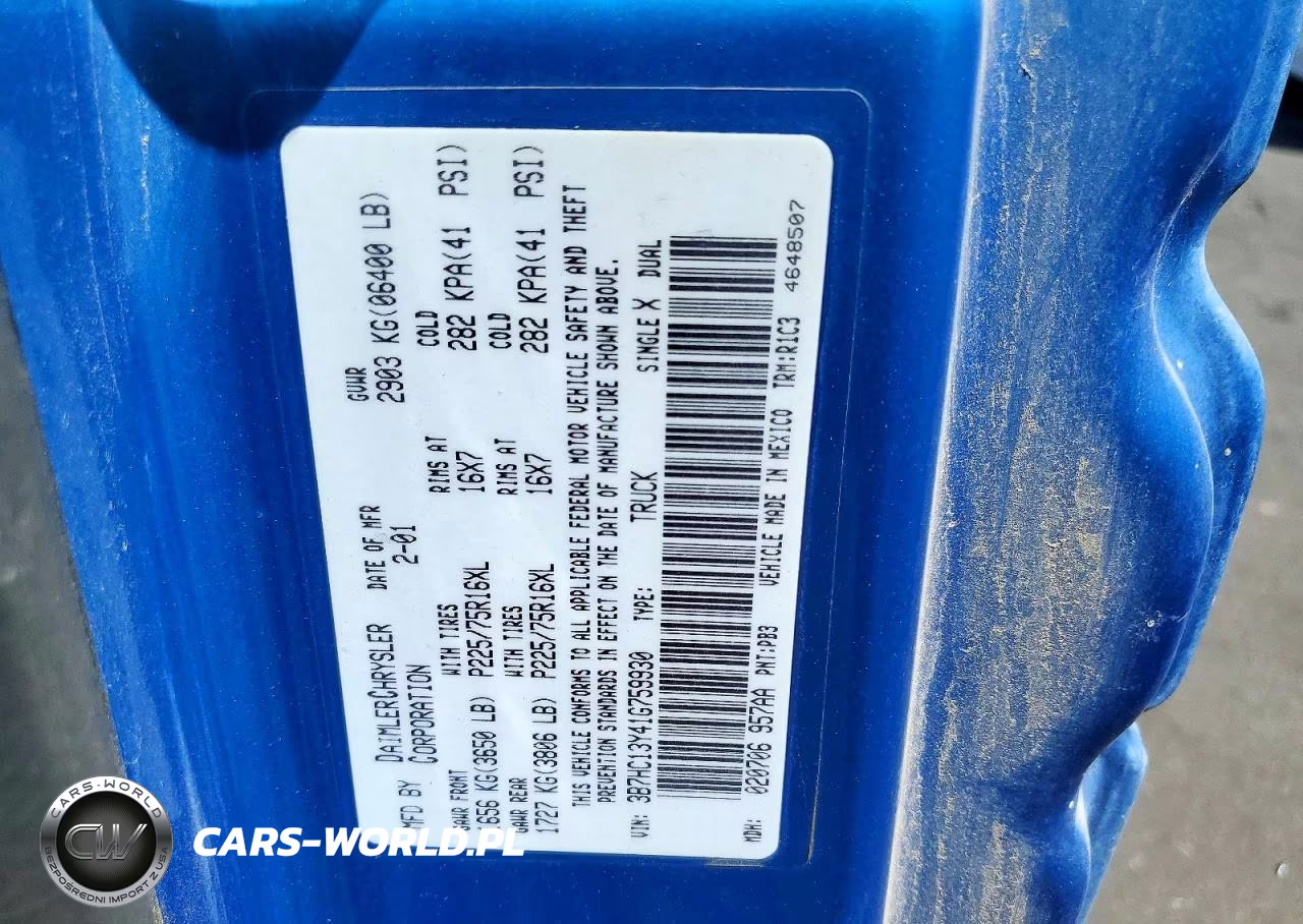 2001 Dodge Ram 1500 VIN:3B7HC13Y41G759930 - 12