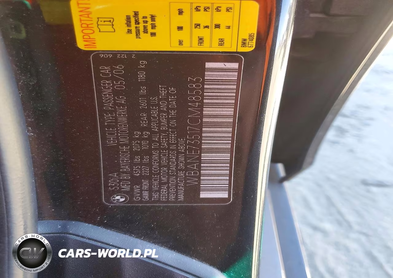 2007 BMW 530 I VIN:WBANE73517CM48583 - 12