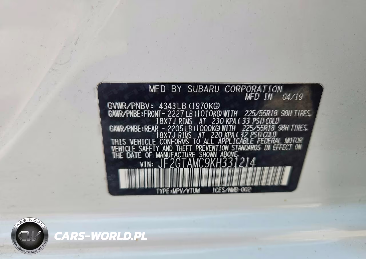 2019 Subaru Crosstrek Limited VIN:JF2GTAMC9KH331214 - 14