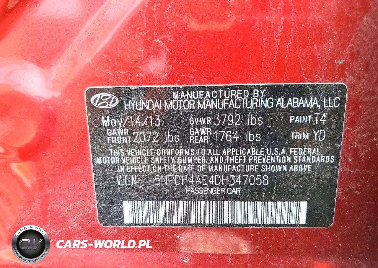 2013 Hyundai Elantra Gls VIN:5NPDH4AE4DH347058 - 13