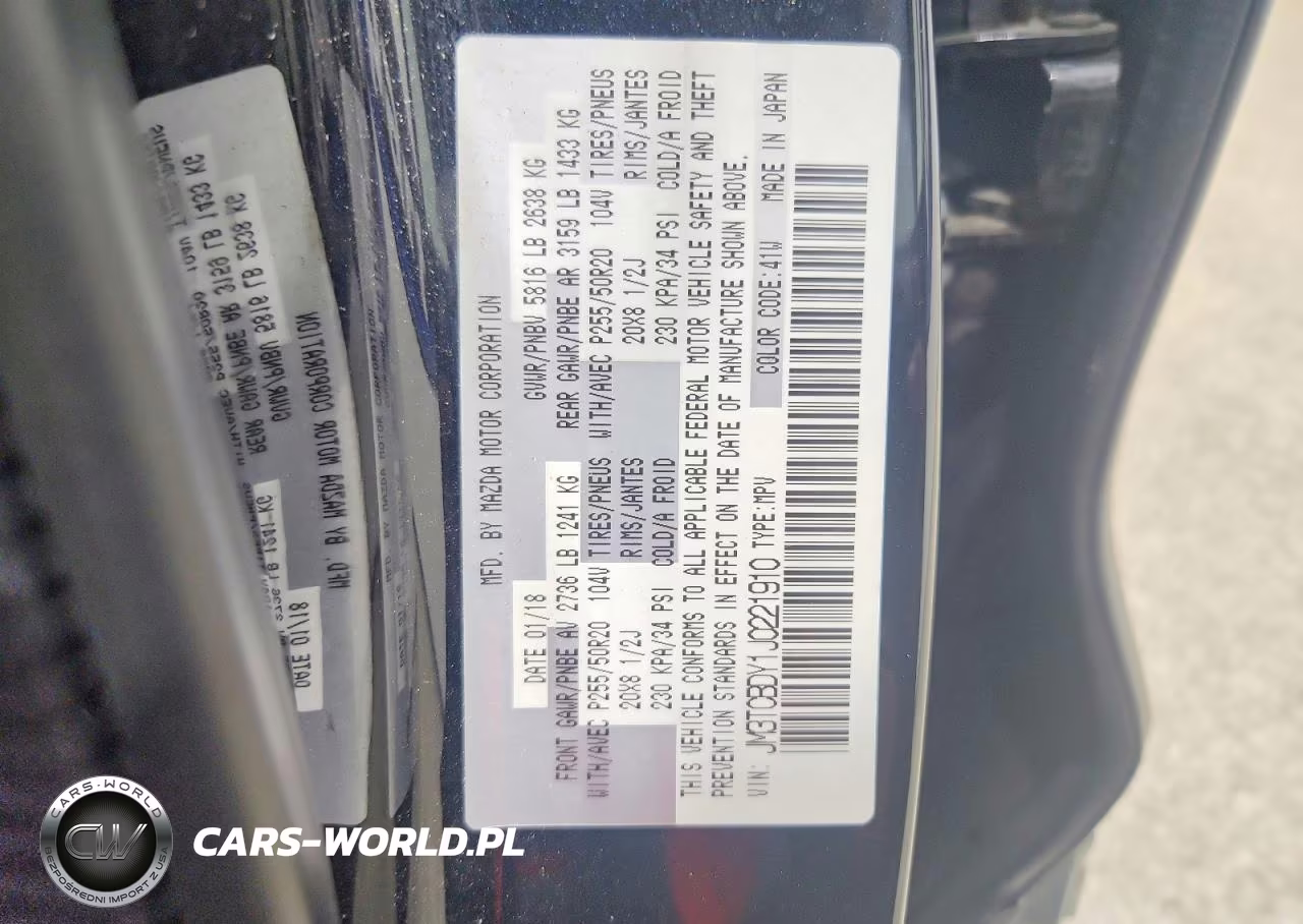 2018 Mazda Cx-9 Grand Touring VIN:JM3TCBDY1J0221910 - 13