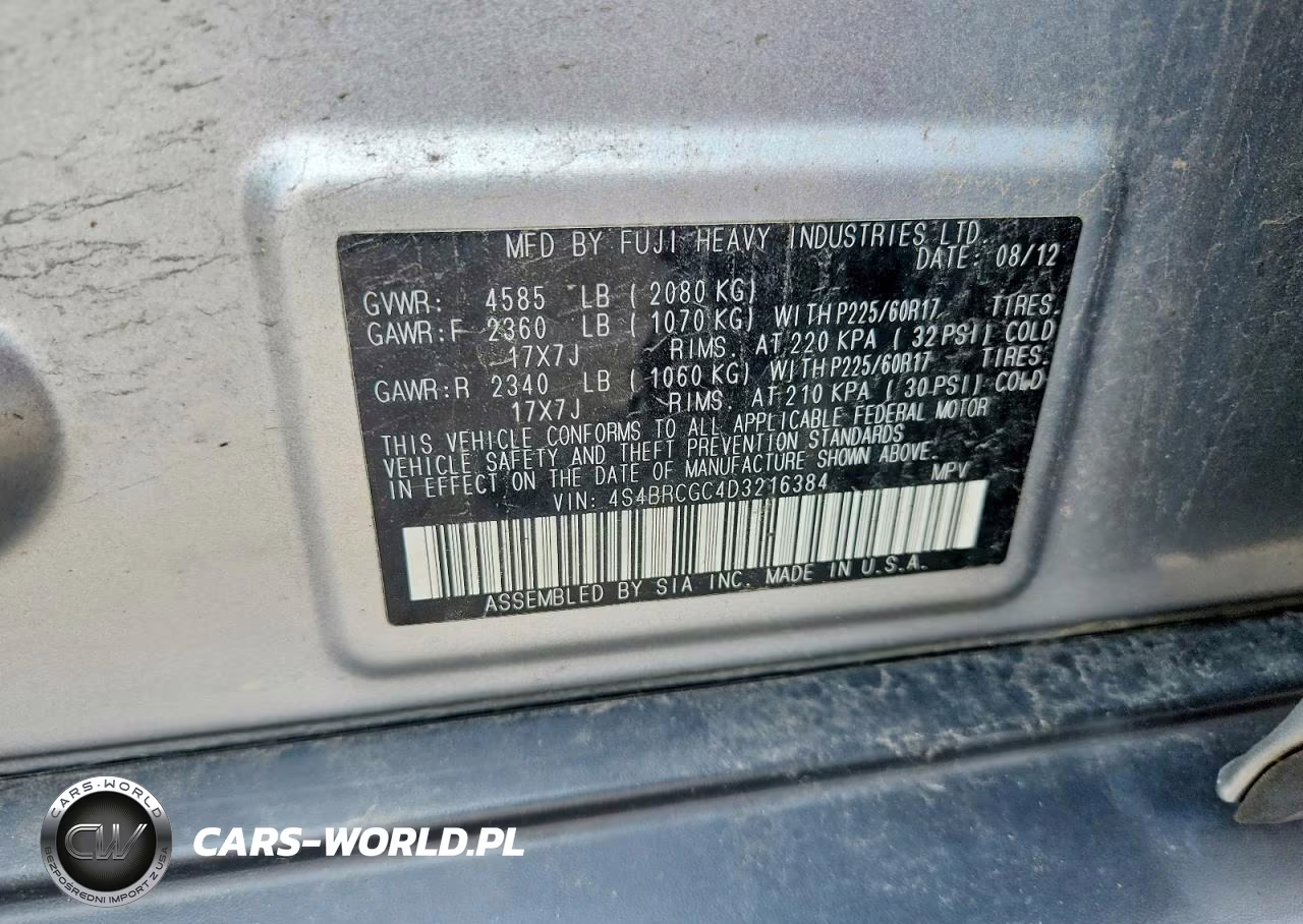 2013 Subaru Outback 2.5I Premium VIN:4S4BRCGC4D3216384 - 13