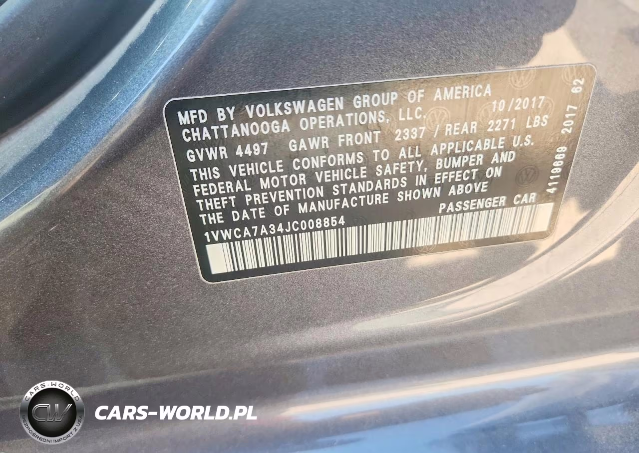 2018 Volkswagen Passat Sel Premium VIN:1VWCA7A34JC008854 - 13