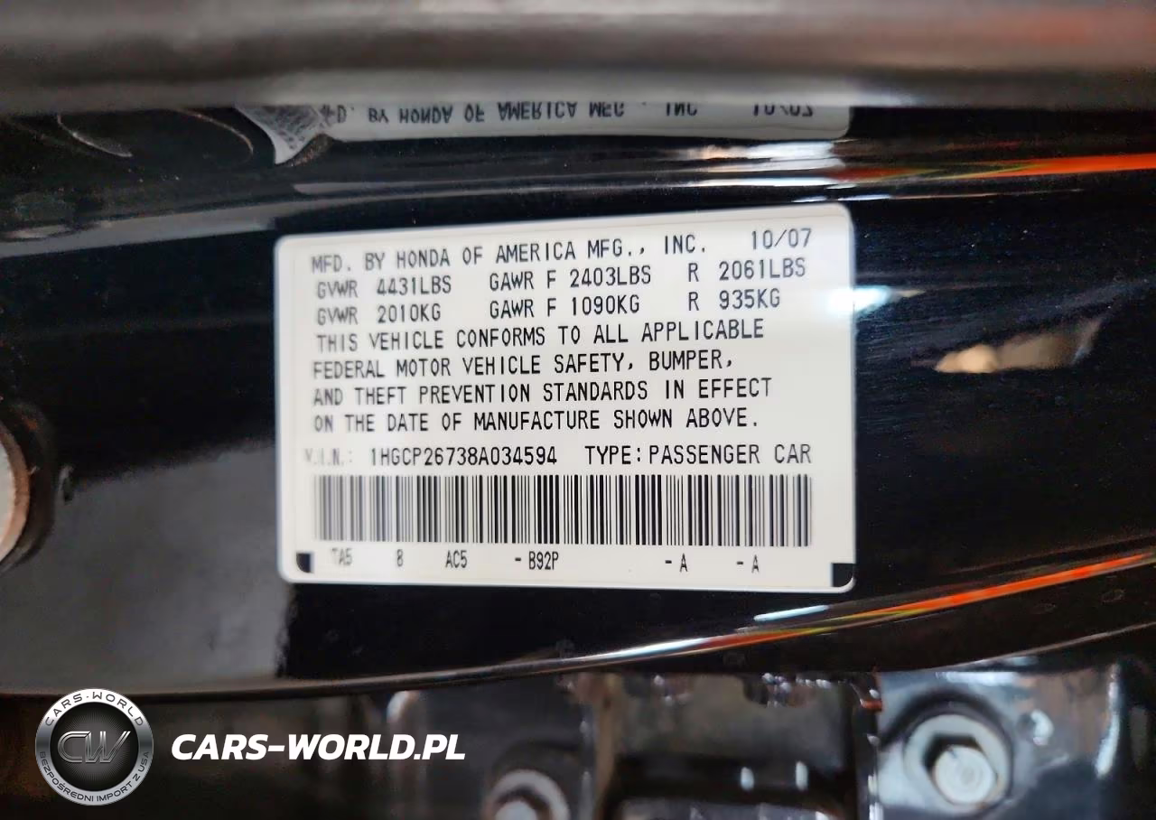2008 Honda Accord Ex VIN:1HGCP26738A034594 - 12
