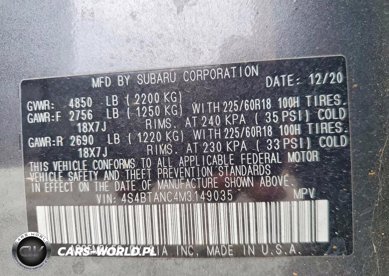 2021 Subaru Outback Limited VIN:4S4BTANC4M3149035 - 13