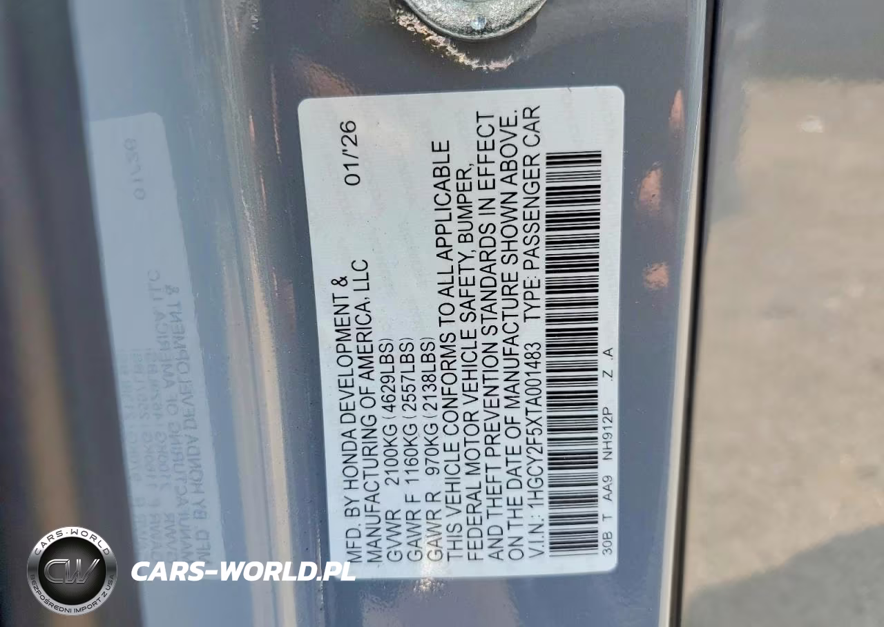 2026 Honda Accord Hybrid Sport VIN:1HGCY2F5XTA001483 - 13