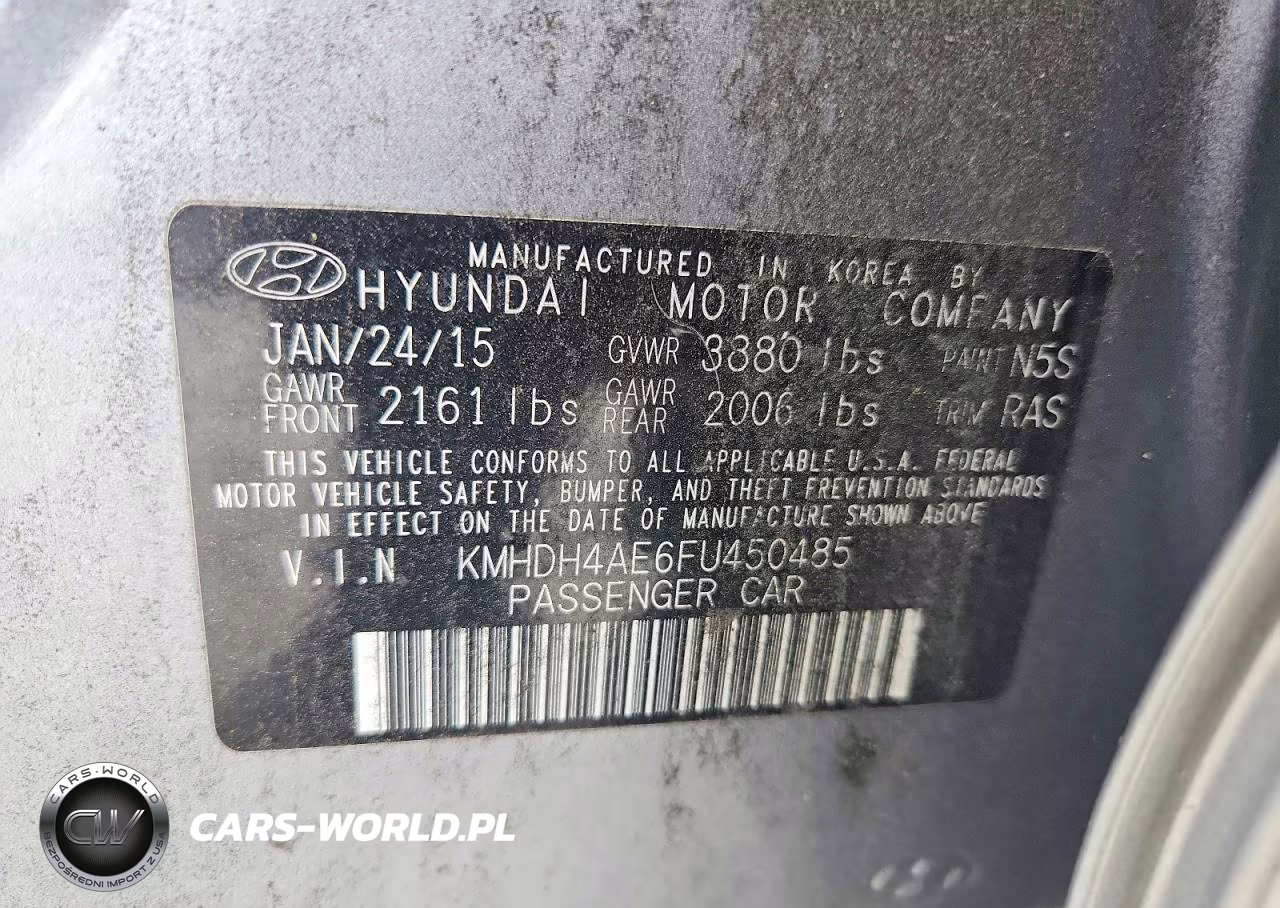 2015 Hyundai Elantra Se VIN:KMHDH4AE6FU450485 - 12