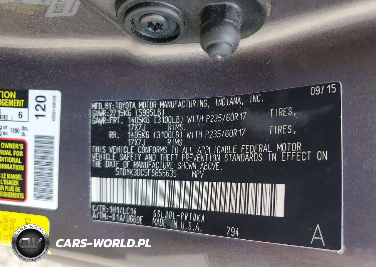 2015 Toyota Sienna Xle 8-Passenger VIN:5TDYK3DC5FS655635 - 13