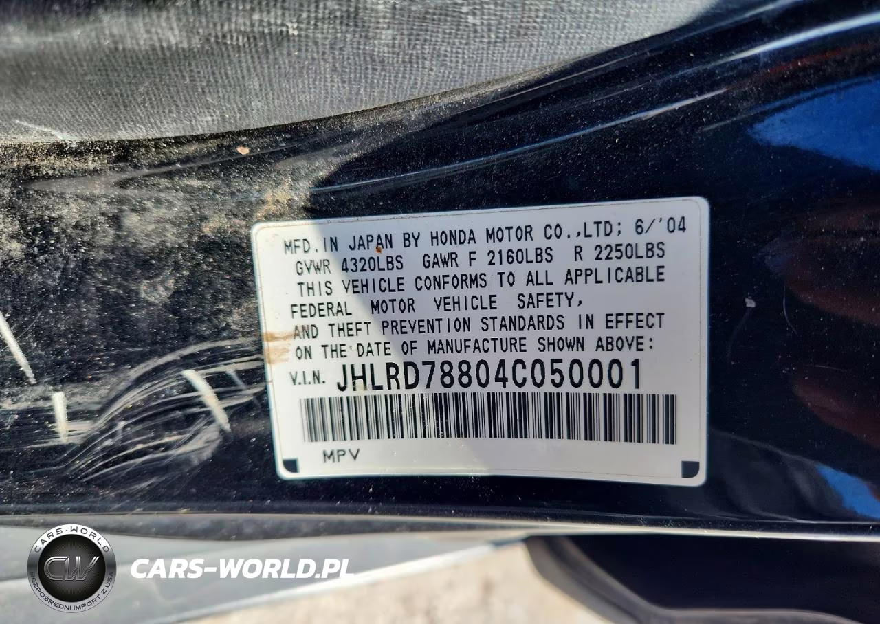 2004 Honda Cr-V Ex VIN:JHLRD78804C050001 - 13