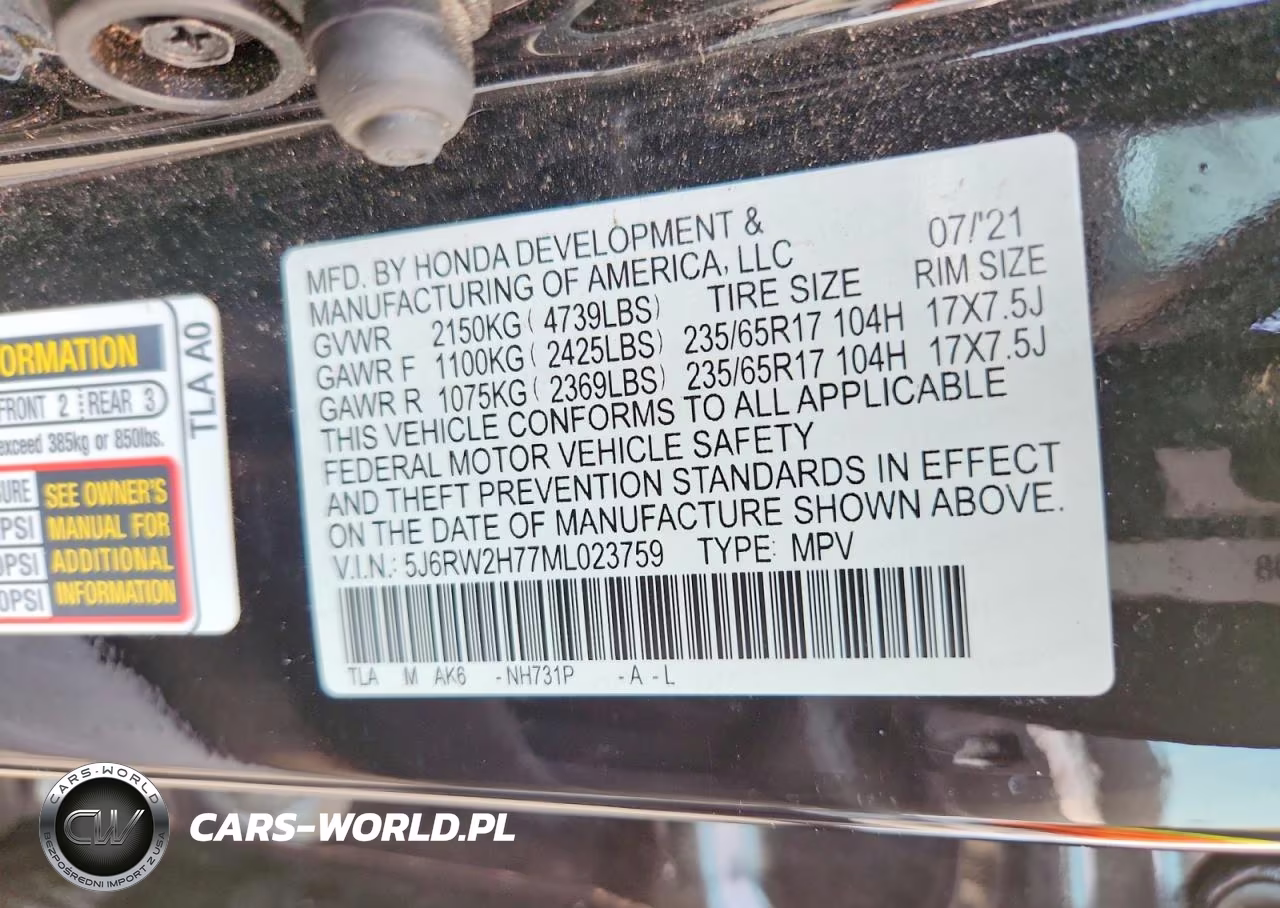 2021 Honda Cr-V Se VIN:5J6RW2H77ML023759 - 14