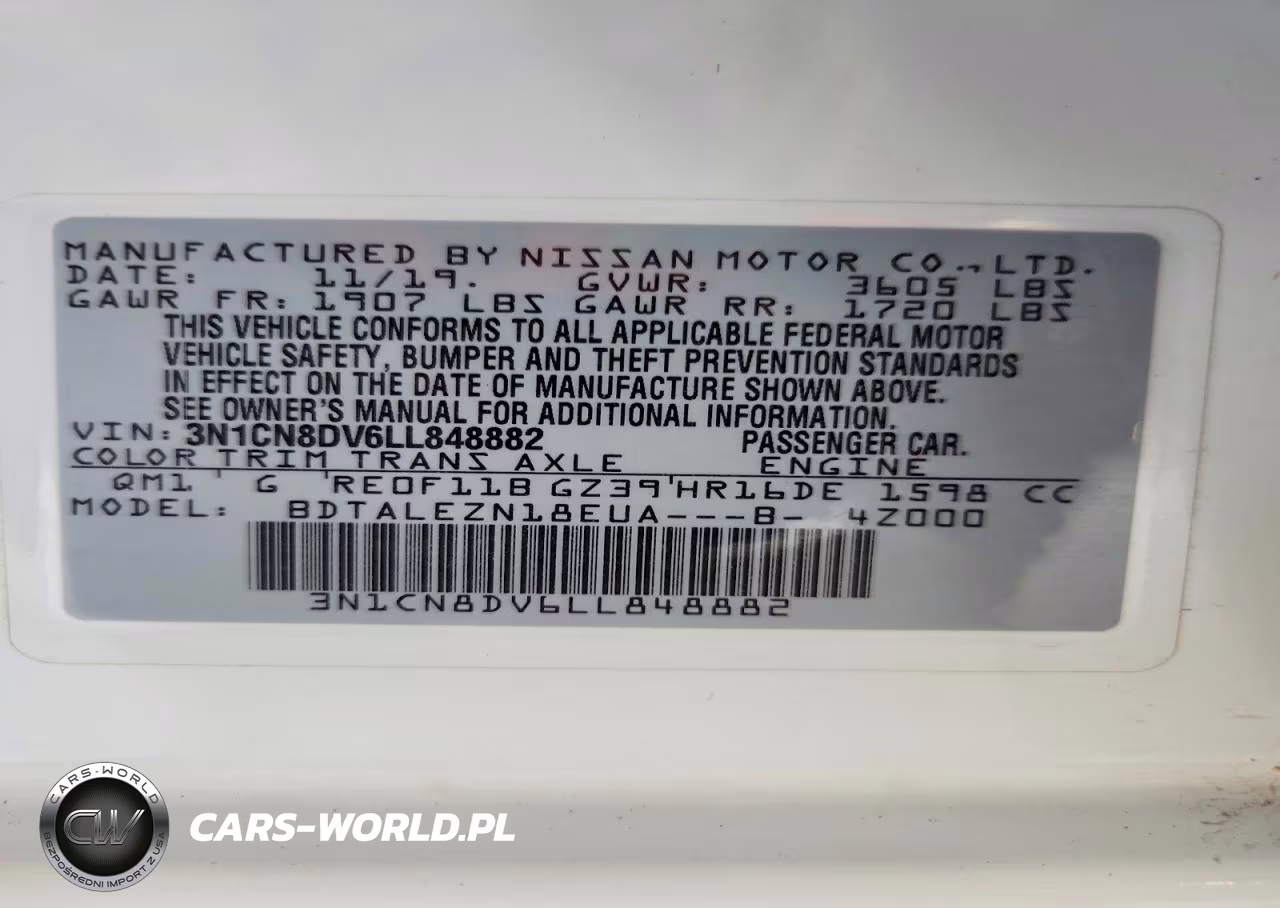 2020 Nissan Versa S VIN:3N1CN8DV6LL848882 - 12