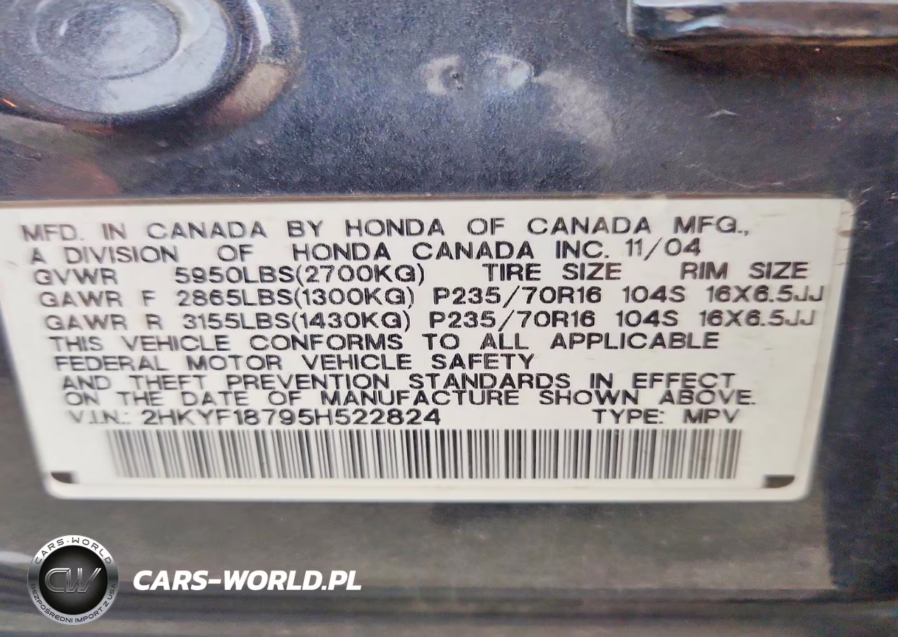 2005 Honda Pilot Exl VIN:2HKYF18795H522824 - 13