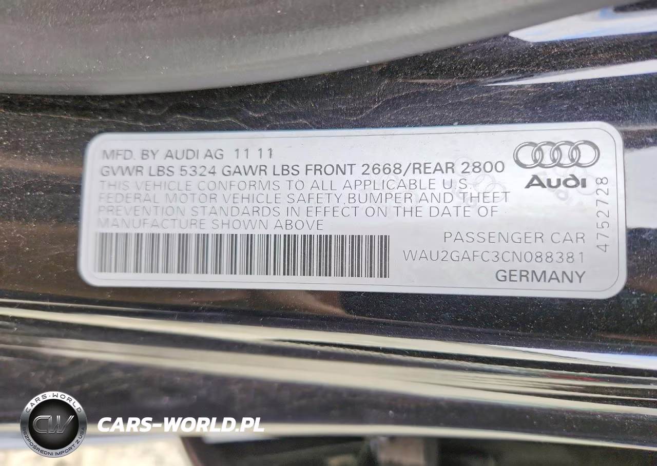 2012 Audi A7 Prestige VIN:WAU2GAFC3CN088381 - 13