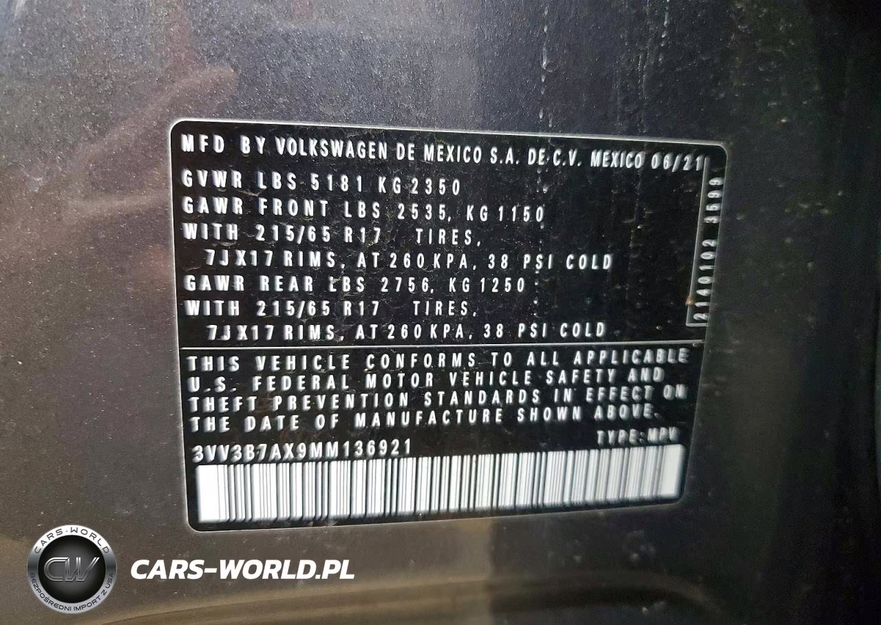 2021 Volkswagen Tiguan Se VIN:3VV3B7AX9MM136921 - 13