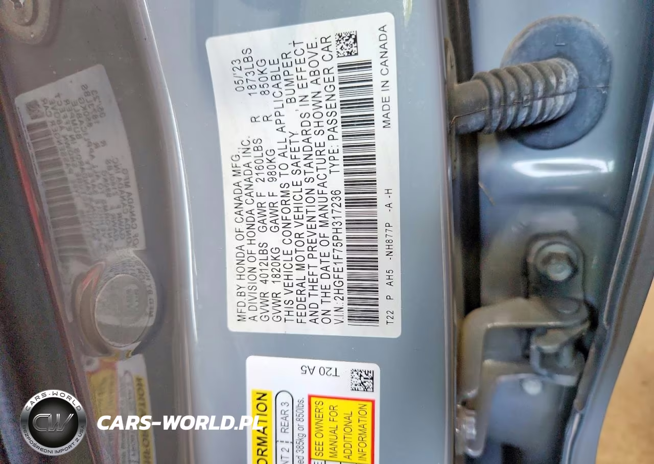 2023 Honda Civic Ex VIN:2HGFE1F75PH317236 - 12