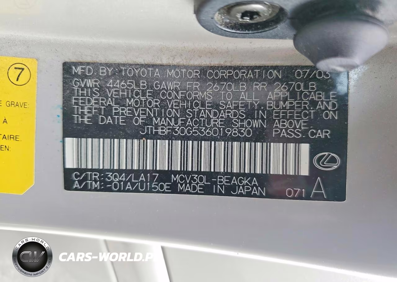 2003 Lexus Es 300 VIN:JTHBF30G536019830 - 12