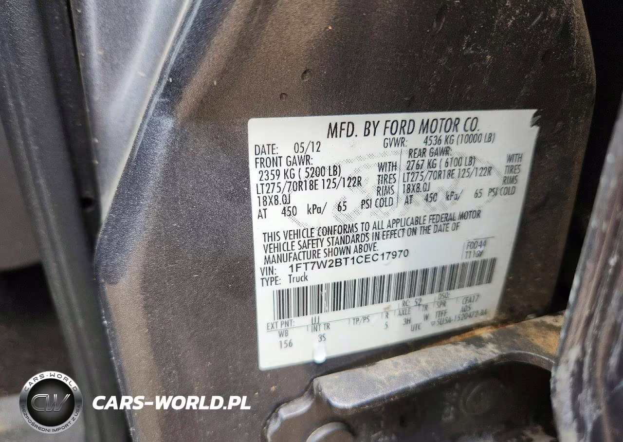 2012 Ford F250 Super Duty VIN:1FT7W2BT1CEC17970 - 12