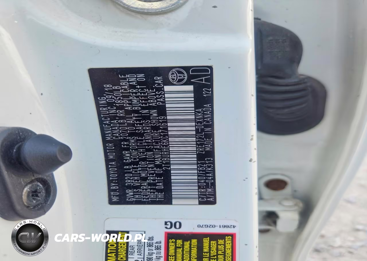2019 Toyota Corolla Le VIN:2T1BURHE6KC171619 - 12