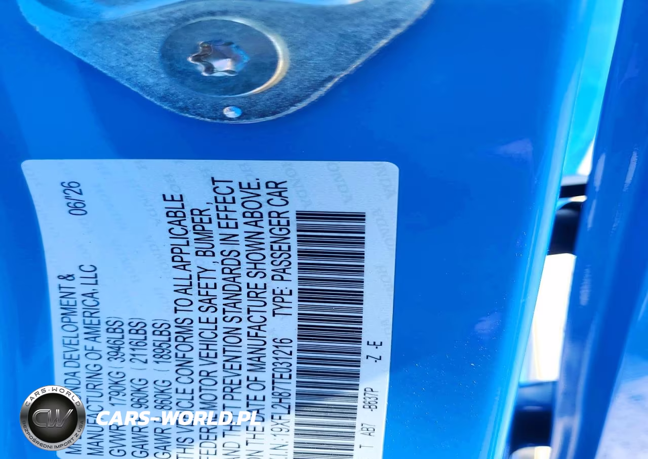 2026 Honda Civic Sport VIN:19XFL2H87TE031216 - 12