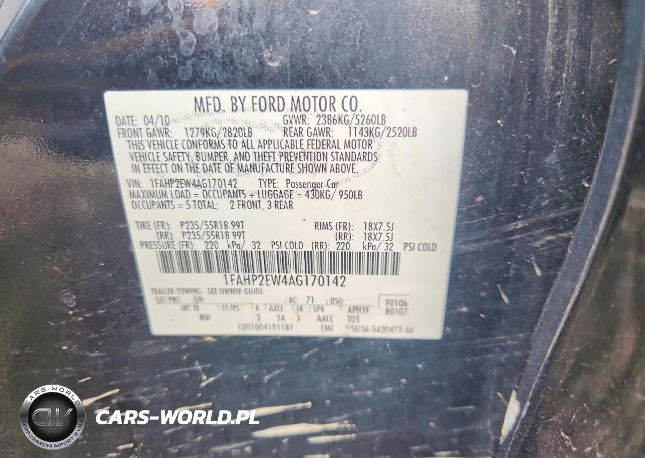 2010 Ford Taurus Sel VIN:1FAHP2EW4AG170142 - 12