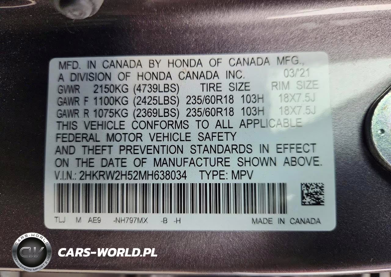 2021 Honda Cr-V Ex VIN:2HKRW2H52MH638034 - 13