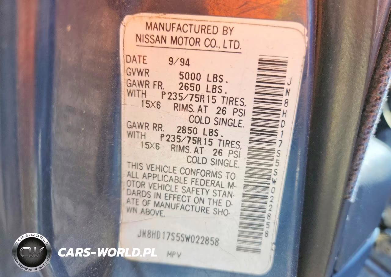 1995 Nissan Pathfinder Xe VIN:JN8HD17S5SW022858 - 13