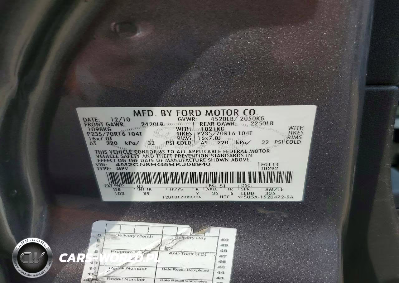 2011 Mercury Mariner Premier VIN:4M2CN8HG5BKJ08940 - 13