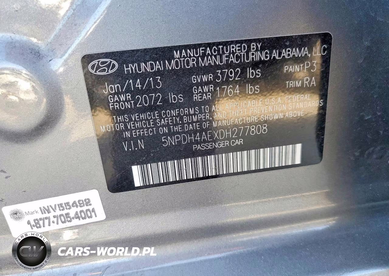 2013 Hyundai Elantra Gls VIN:5NPDH4AEXDH277808 - 12