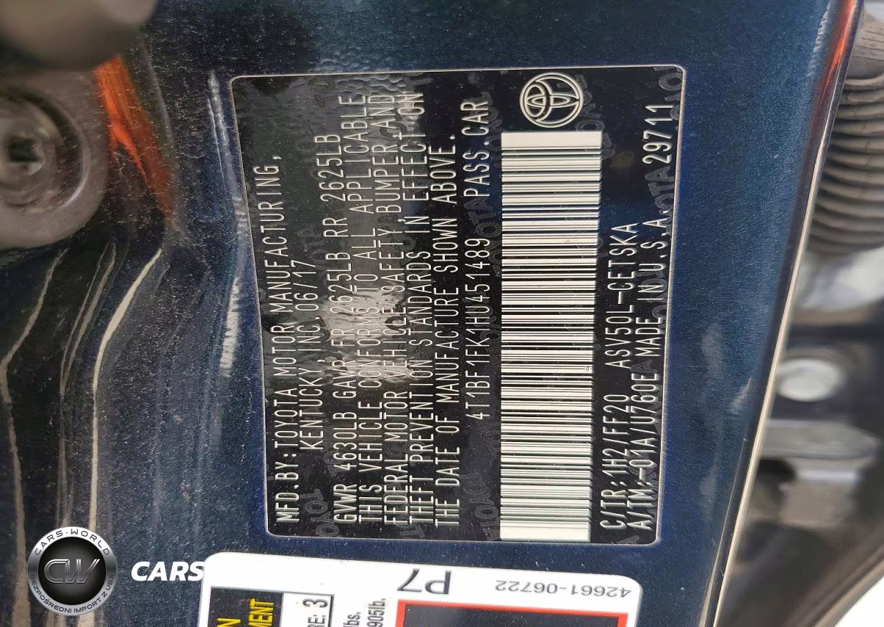 2017 Toyota Camry Se VIN:4T1BF1FK1HU451489 - 12