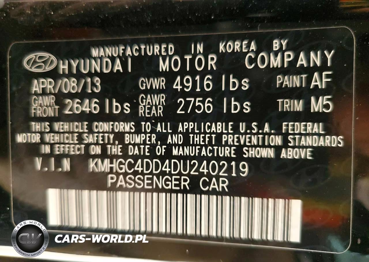 2013 Hyundai Genesis 3.8L VIN:KMHGC4DD4DU240219 - 12
