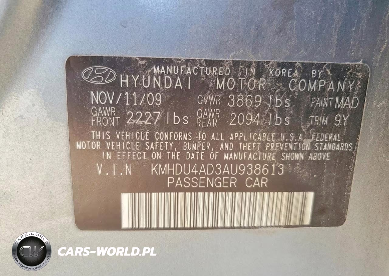 2010 Hyundai Elantra Gls VIN:KMHDU4AD3AU938613 - 12