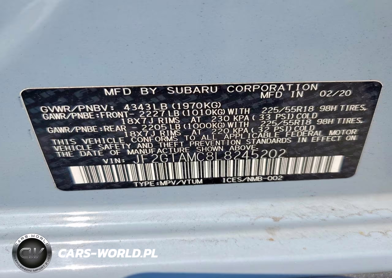 2020 Subaru Crosstrek Limited VIN:JF2GTAMC8L8245202 - 12