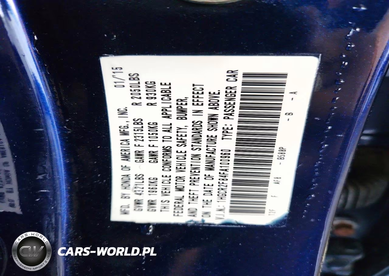 2015 Honda Accord Exl VIN:1HGCR2F84FA100960 - 12