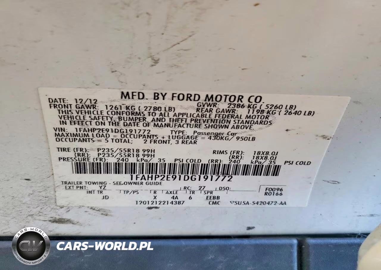 2013 Ford Taurus Sel VIN:1FAHP2E91DG191772 - 12