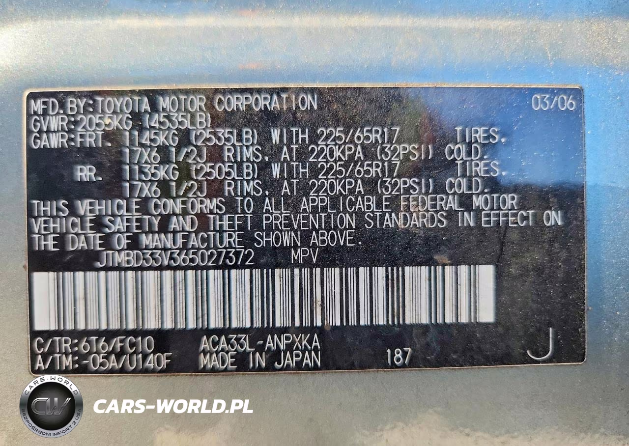 2006 Toyota Rav4 Base VIN:JTMBD33V365027372 - 13
