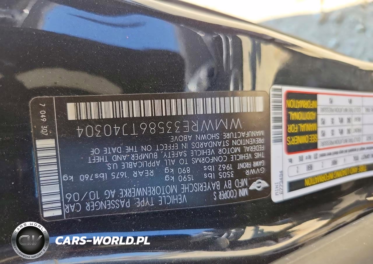 2006 Mini Cooper S VIN:WMWRE33586TJ40304 - 12