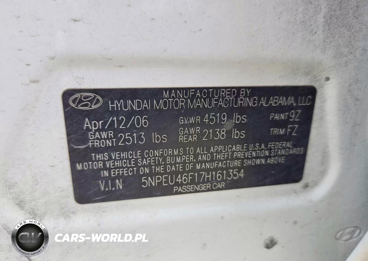 2007 Hyundai Sonata Se VIN:5NPEU46F17H161354 - 12
