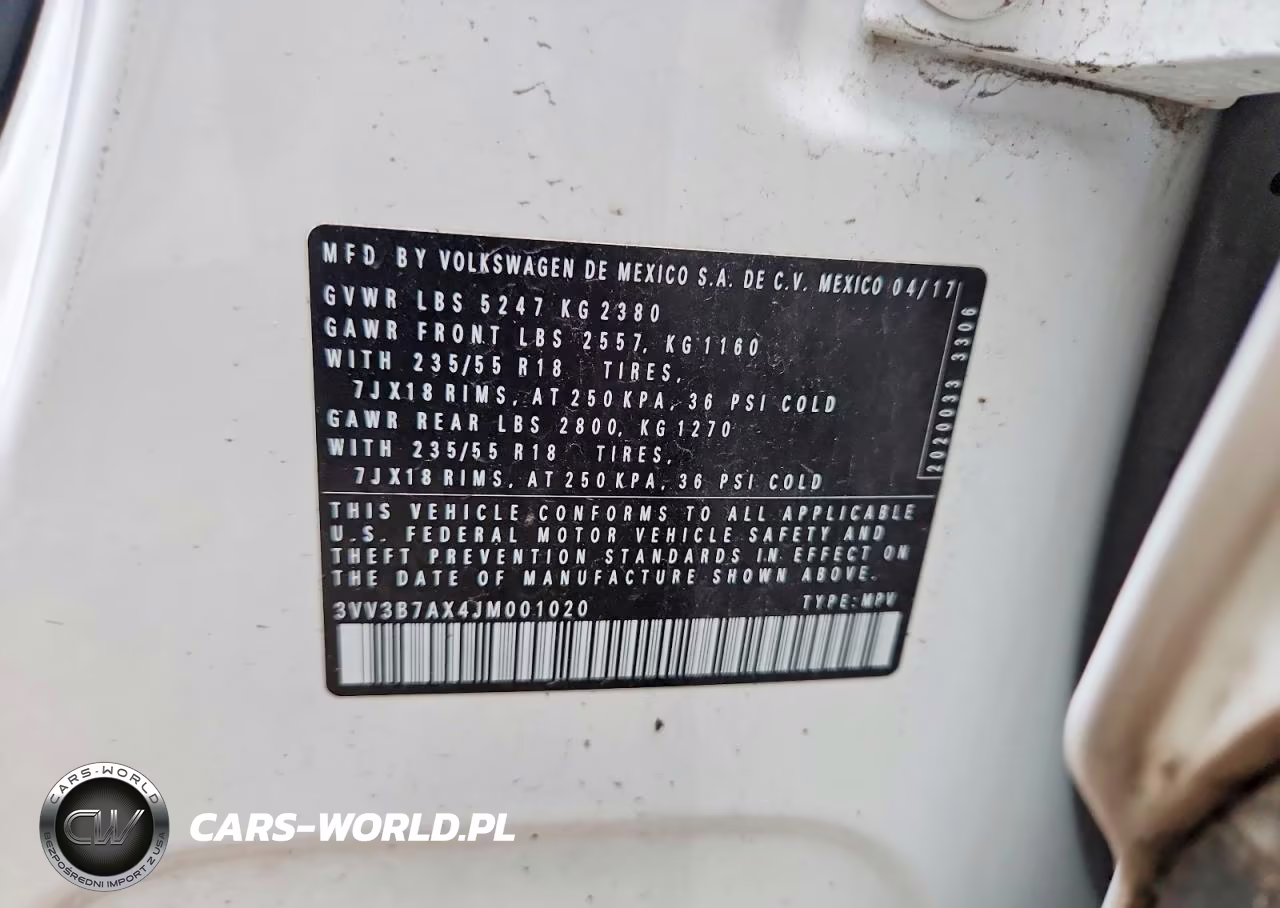 2018 Volkswagen Tiguan Se VIN:3VV3B7AX4JM001020 - 13
