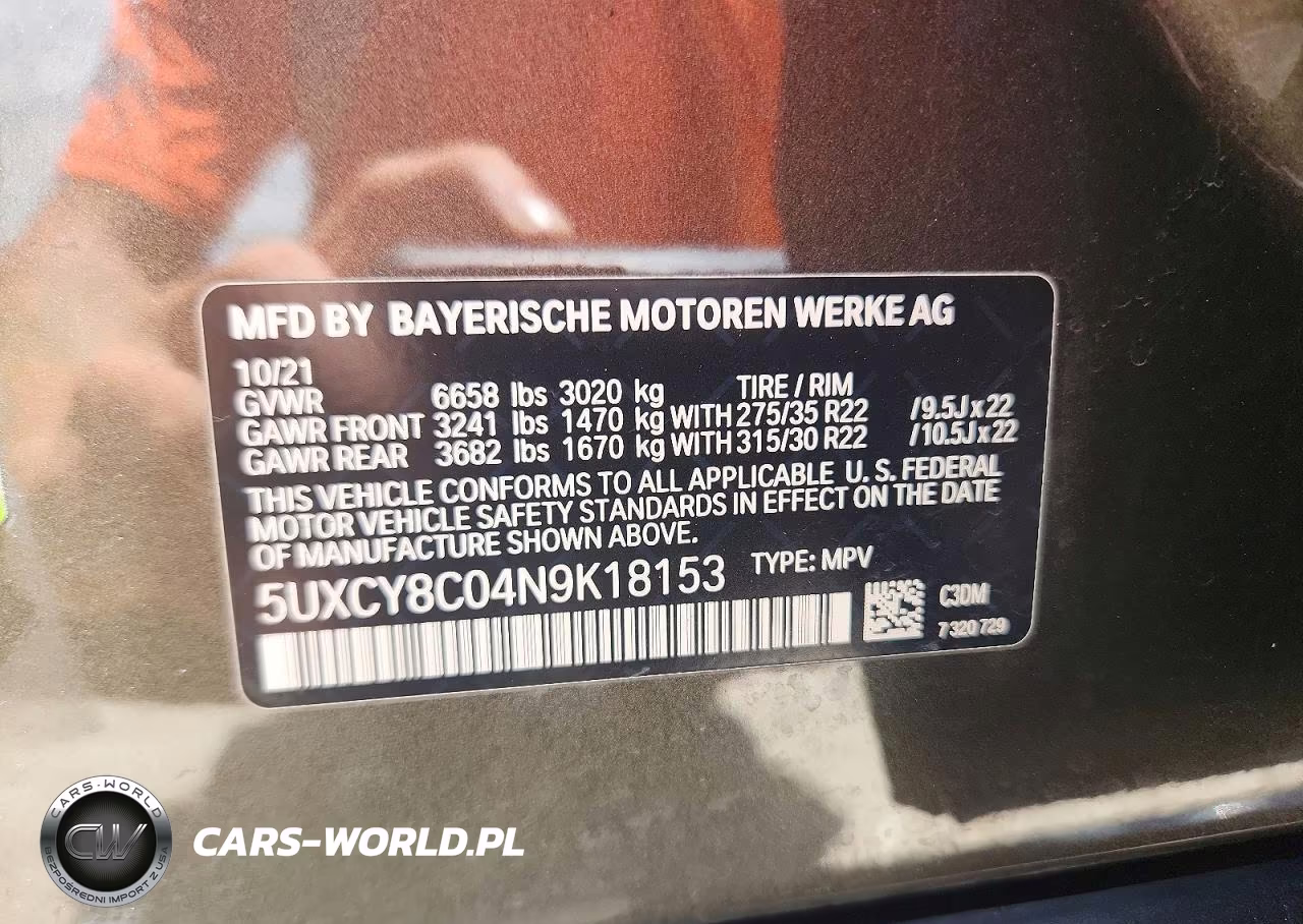 2022 BMW X6 M50I VIN:5UXCY8C04N9K18153 - 13
