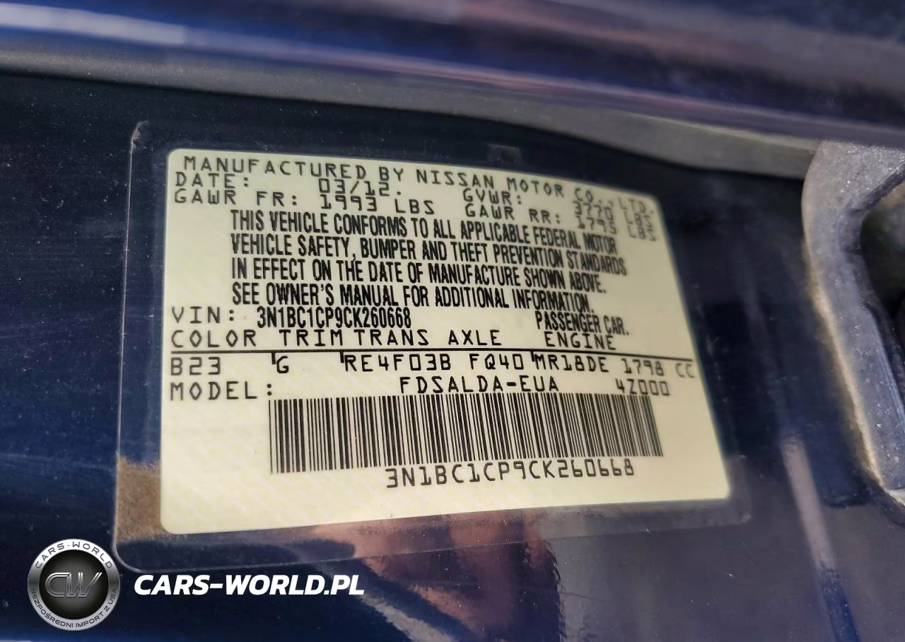 2012 Nissan Versa 1.8 S VIN:3N1BC1CP9CK260668 - 12