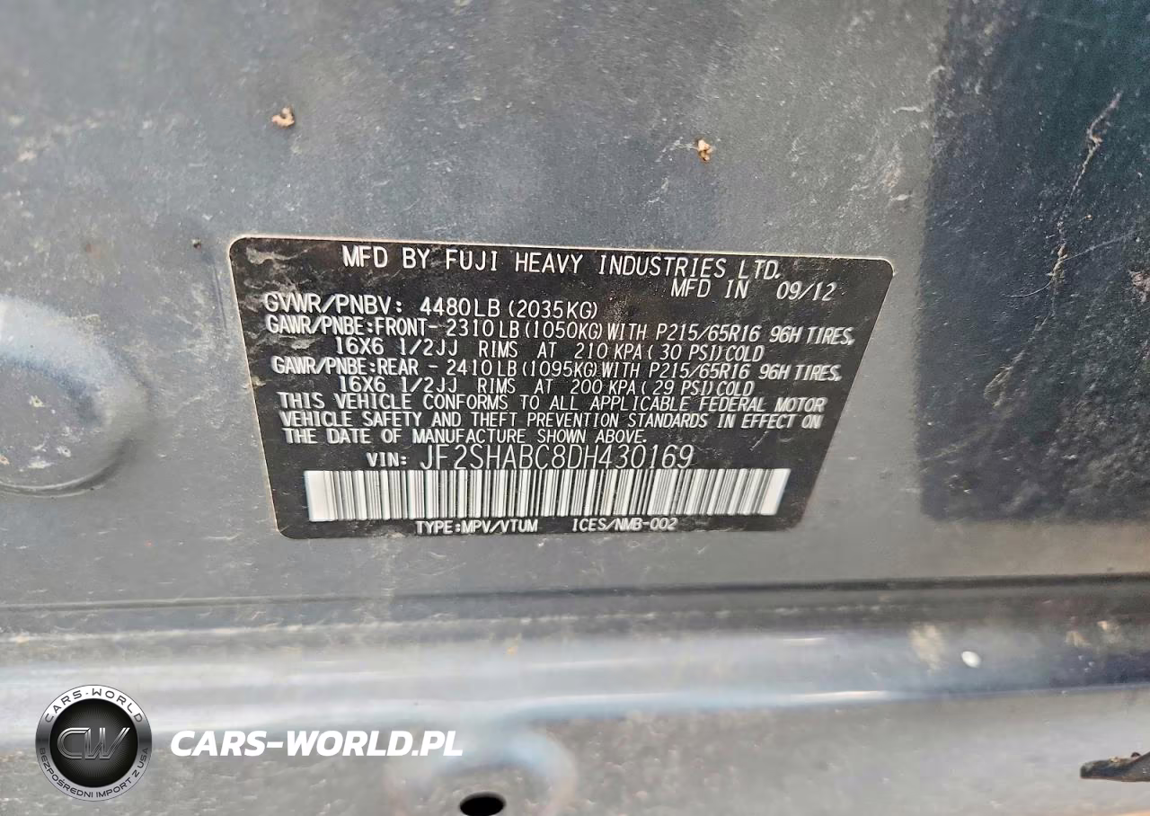 2013 Subaru Forester 2.5X VIN:JF2SHABC8DH430169 - 13
