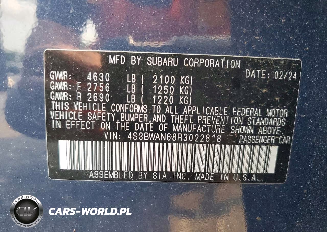 2024 Subaru Legacy Limited VIN:4S3BWAN68R3022818 - 12