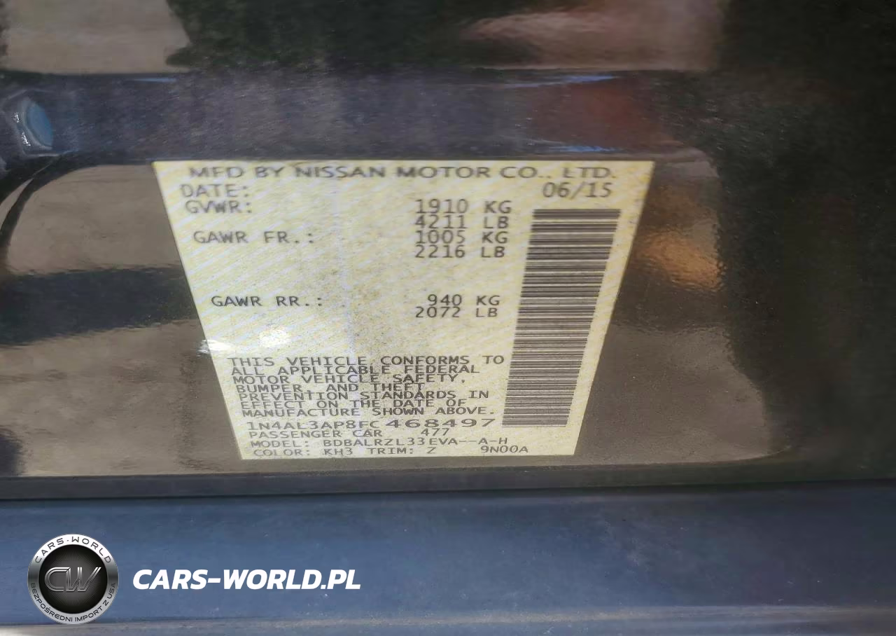 2015 Nissan Altima 2.5 Sl VIN:1N4AL3AP8FC468497 - 12