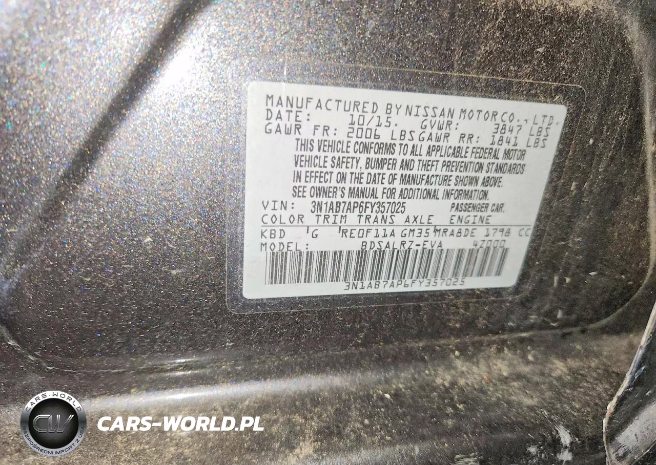 2015 Nissan Sentra Sr VIN:3N1AB7AP6FY357025 - 12