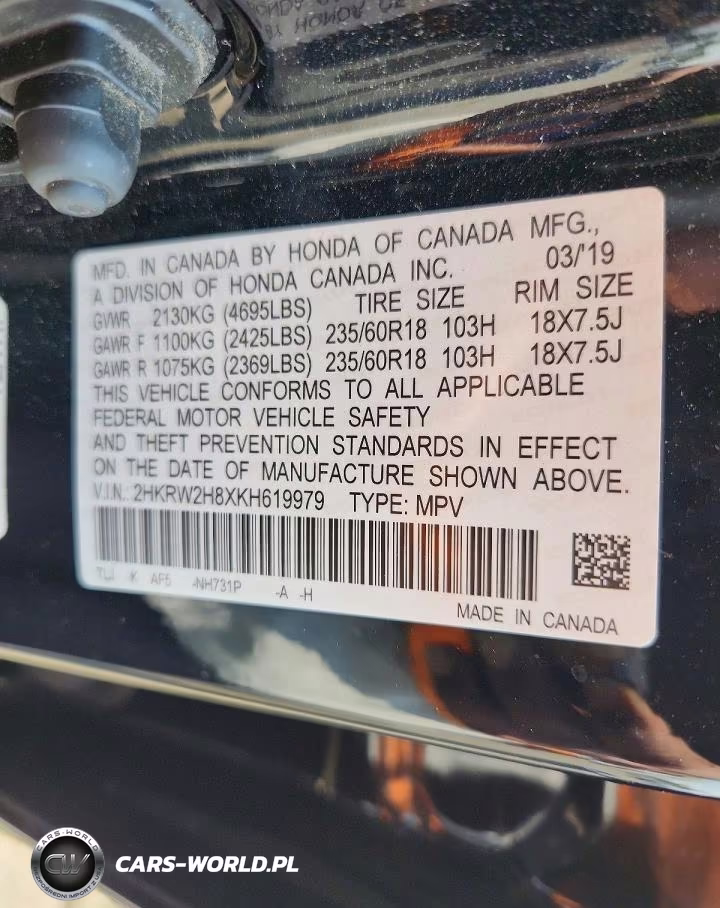 2019 Honda Cr-V Exl VIN:2HKRW2H8XKH619979 - 13
