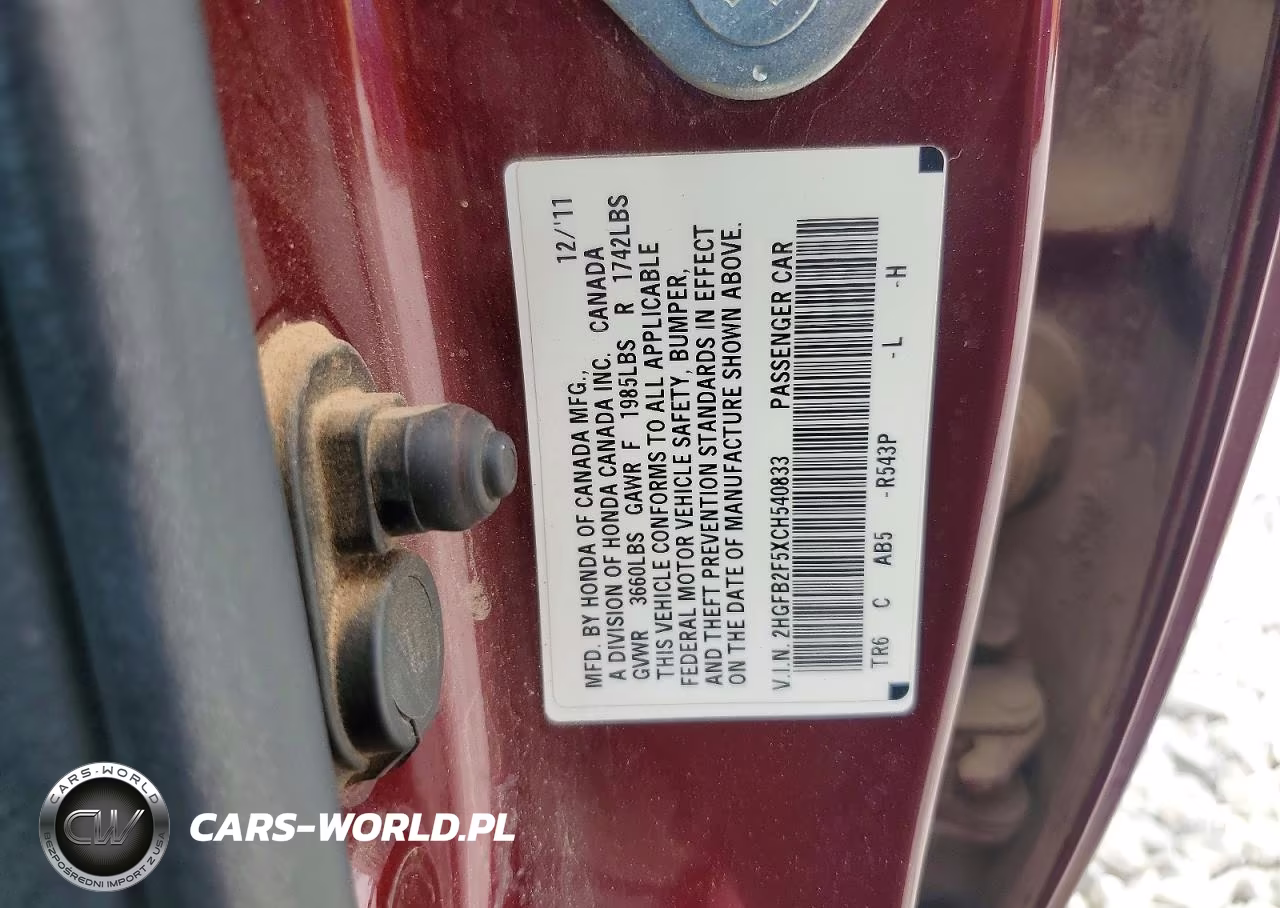 2012 Honda Civic Lx VIN:2HGFB2F5XCH540833 - 12