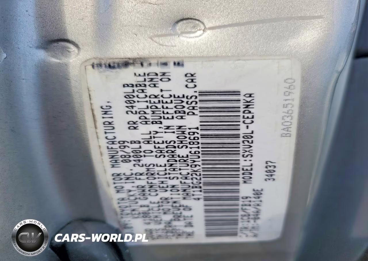 2000 Toyota Camry VIN:4T1BG22K9YU618691 - 12